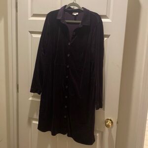 JJILL Eggplant Velvet-like shirt dress